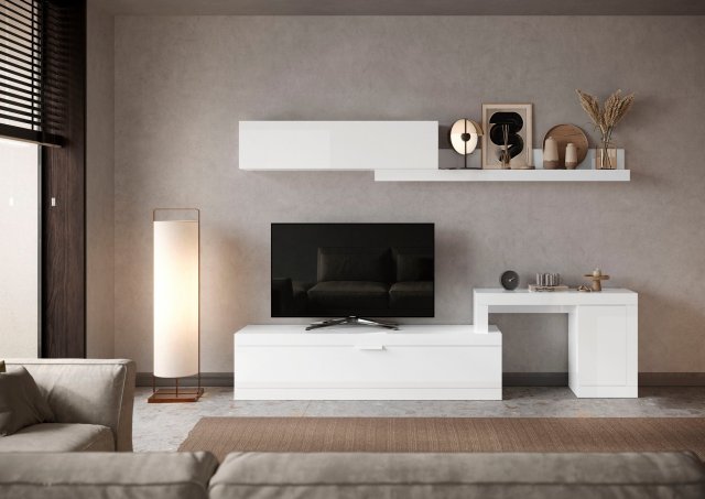 Levná obývací stěna bílá lesk moderní SLIM