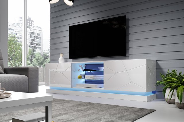 Moderní televizní stolek bílá lesk QIU 200