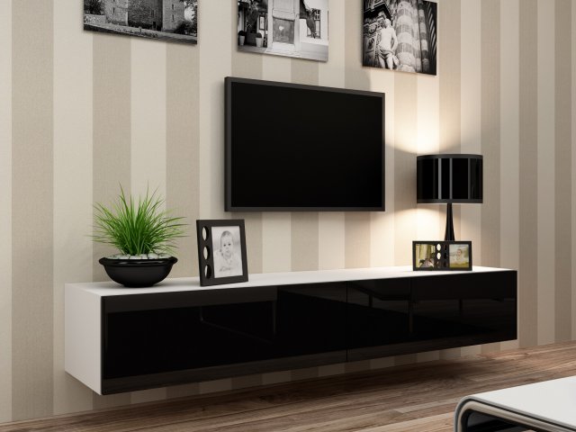 Moderní bílo černý tv stolek VIGO 180