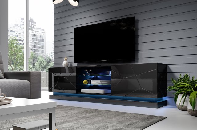 Moderní televizní stolek černá lesk QIU 200