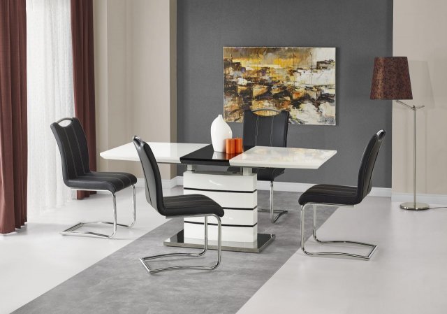 Designový jídelní stůl rozkládací NORD bílá - černá