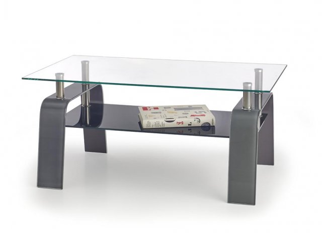 Konferenční stolek skleněný NAOMI - šedá/ čirá/ černá