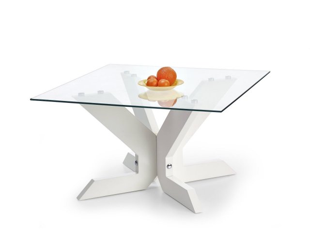 Konferenční stolek se sklem čtvercový AISHA - bílá