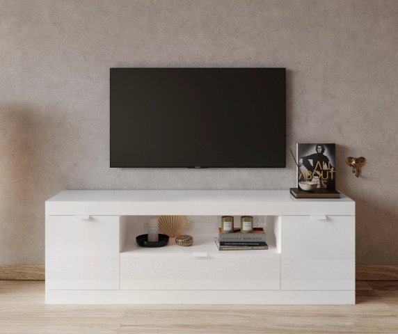 Tv stolek bílá lesk design SLIM 02