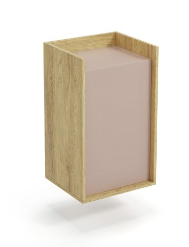 Vysoká skříňka hikora růžová modulová design MOBIUS 1D