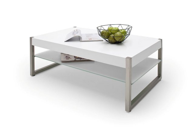 Konferenční stolek s úložným prostorem bílý MIGEL
