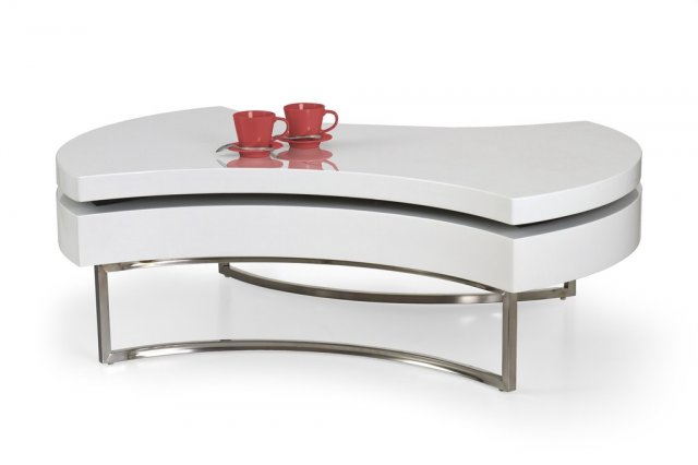 Konferenční stolek moderní rozkládací AUREA - bílá