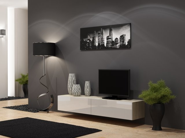 Moderní dub sonoma bílý tv stolek VIGO 180
