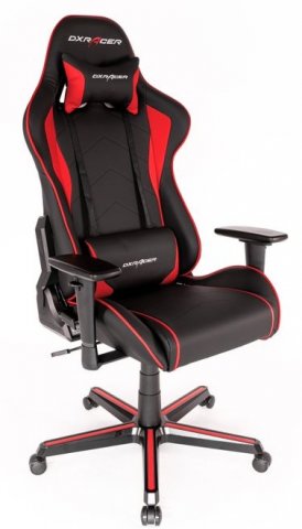 Černočervená herní židle na kolečkách DX RACER F08