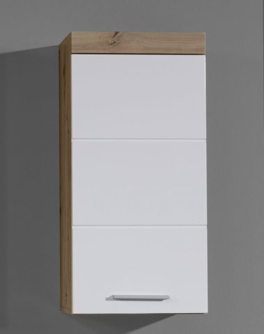 Malá nástěnná skříňka bílá-dub sukatý koupelnová AMANDA
