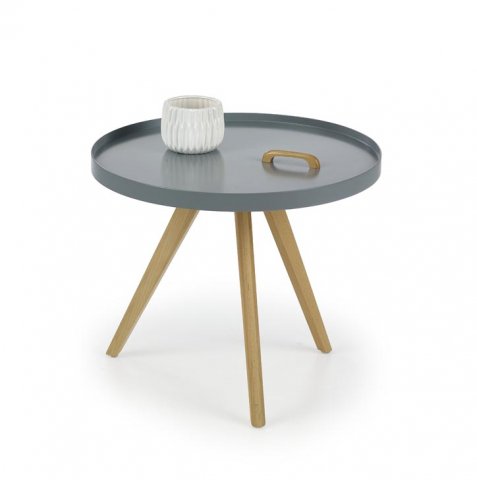 Konferenční stolek  kulatý retro malý LUKA - šedá / lesk