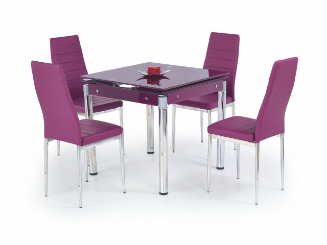 Jídelní stůl rozkládací fialový skleněný KENT