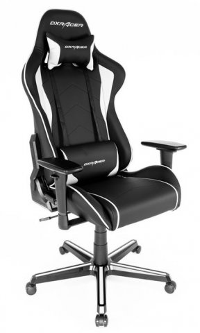 Černobílá herní židle na kolečkách DX RACER F08