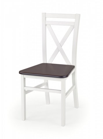 Designová jídelní židle dřevěná DARIUSZ 2 bílá - tmavý ořech