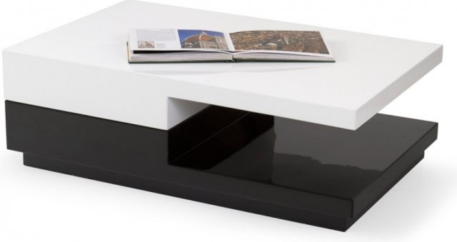 Konferenční stůl rozkládací moderní MONTANA - černá / bílá