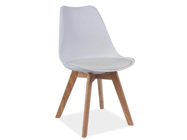 Jídelní židle plastová KRIS - bílá / dub