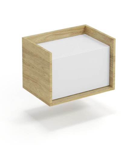 Malá skříňka nízká hikora bílá modulová MOBIUS 1D