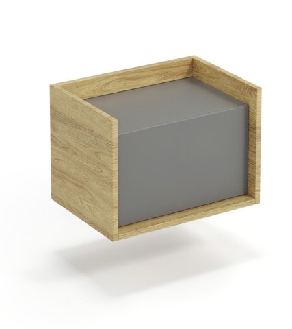 Malá skříňka nízká hikora šedá modulová MOBIUS 1D
