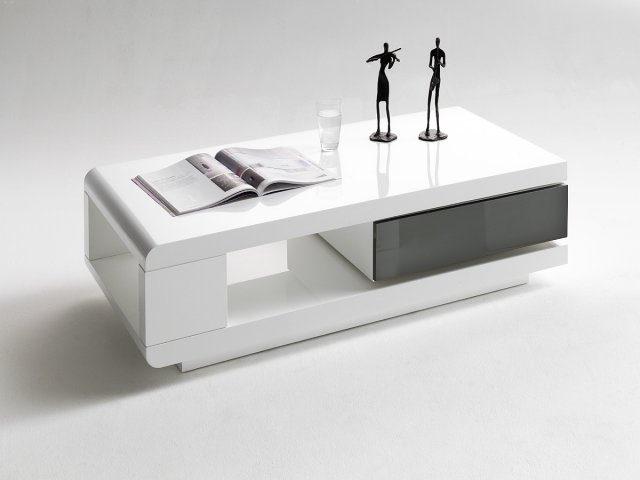 Konferenční stolek s úložným prostorem IDA - bílá / šedá