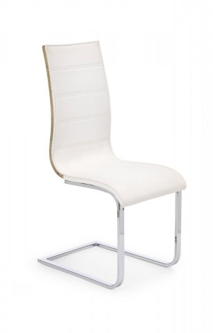 Jídelní židle bílá čalouněná moderní K104 - bílá/dub sonoma
