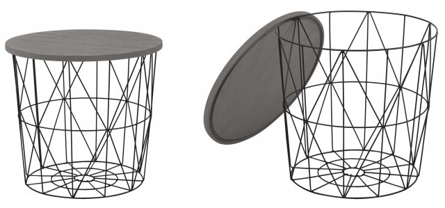 Konferenční stolek moderní levný kulatý šedá černá MARIFFA - SKLADEM