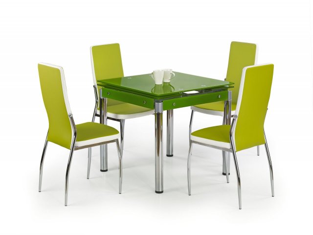 Jídelní stůl rozkládací zelený skleněný KENT