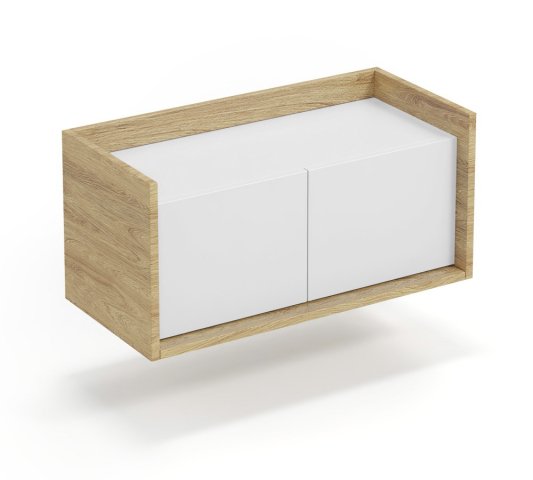 Velká skříňka nízká hikora bílá modulová MOBIUS 2D