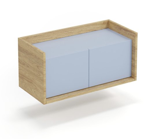 Velká skříňka nízká hikora modrá modulová MOBIUS 2D