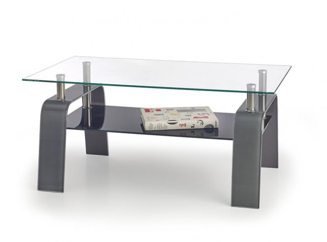 Konferenční stolek skleněný NAOMI - šedá/ čirá/ černá