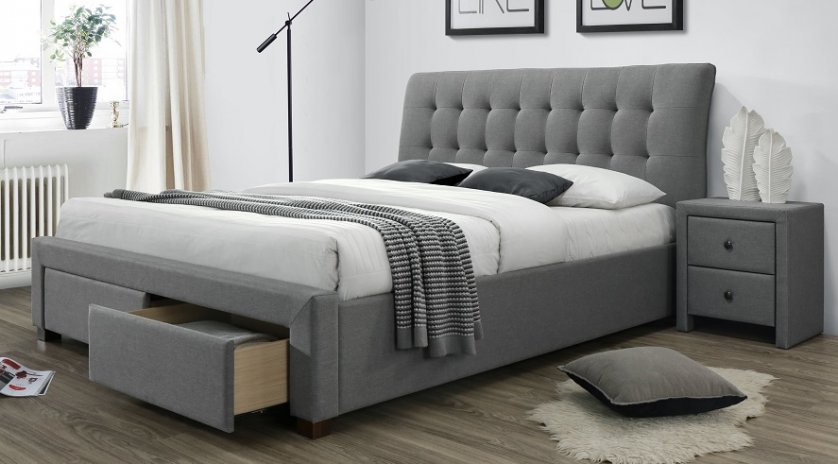 Čalouněná postel 160x200 šedá PERCY