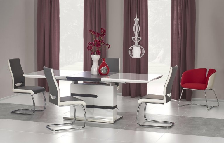 Moderní jídelní stůl rozkládací MONACO bílo - šedý