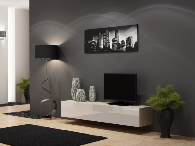 Moderní dub sonoma bílý tv stolek VIGO 180