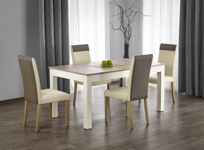 Moderní jídelní stůl dub sonoma/bílá SEWERYN