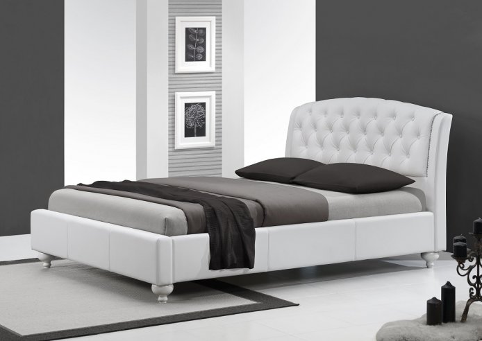 Postel 160x200 čalouněná luxusní ecokůže bílá SOFIA
