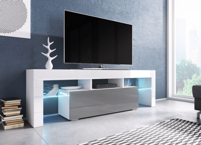 Malý tv stolek bílo šedý TORO 138 cm
