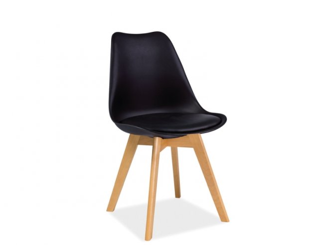 Jídelní židle plastová KRIS - černá / buk