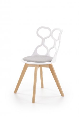 Designová jídelní židle moderní látková masiv bílo-šedá K308