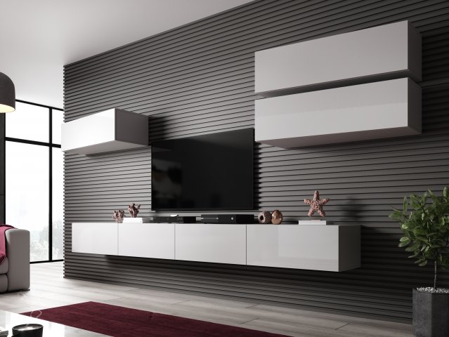 Designová stěna obývací bílá VIGO SLANT 4