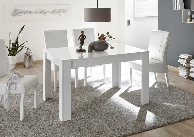 Moderní bílý rozkládací jídelní stůl malý JUPITER