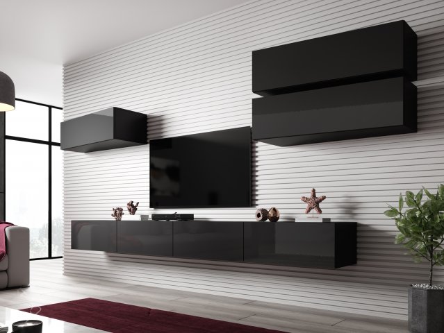 Designová stěna obývací černá VIGO SLANT 4