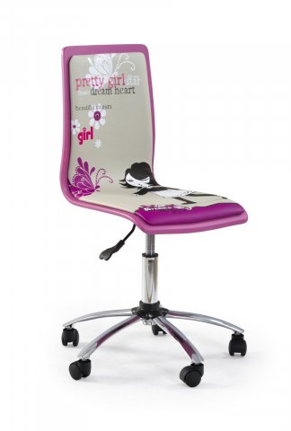 Dětská kancelářská židle růžová s potiskem FUN 1