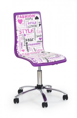Dětská židle k psacímu stolu fialová s potiskem FUN 7 