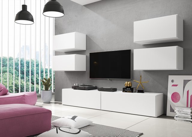 Moderní bílá obývací stěna ROCO 2