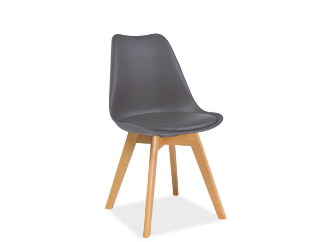 Jídelní židle plastová KRIS - šedá tmavá / buk