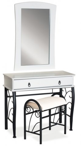 Toaletní stolek se zrcadlem bílá černá 1102