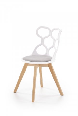 Designová jídelní židle moderní látková masiv bílo-šedá K308